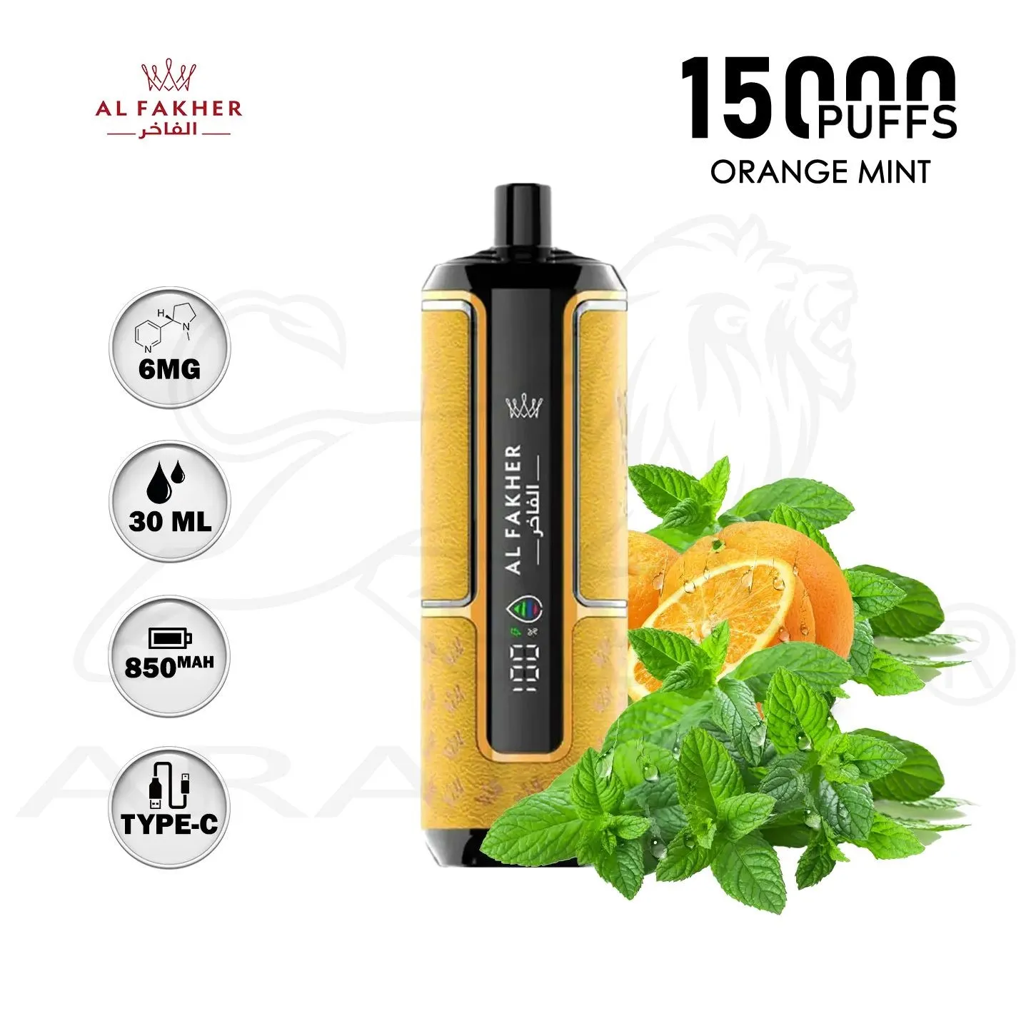 Al Fakher Crown Bar 15K Disposables Vape Orange Mint