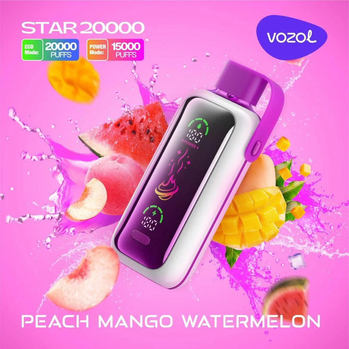 Vozol Vista 20000 Puffs Disposables Vape Peach Mango Watermelon