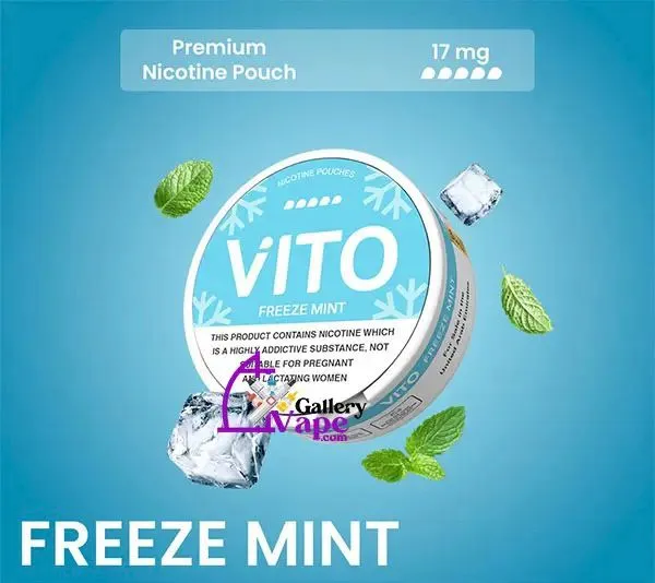Vito Freeze Mint Nicotine Pouches can showing 14mg strength label